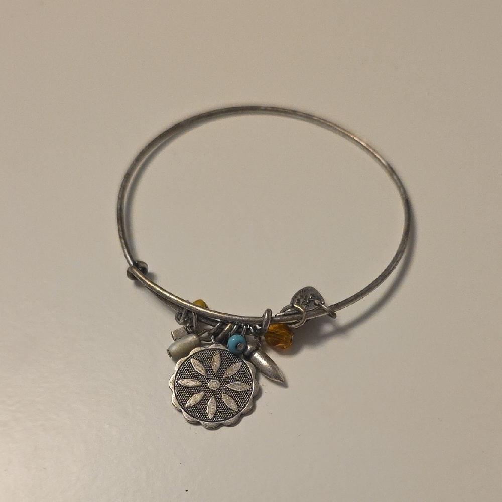 Alex and Ani Silver and Blue Charm Bracelet